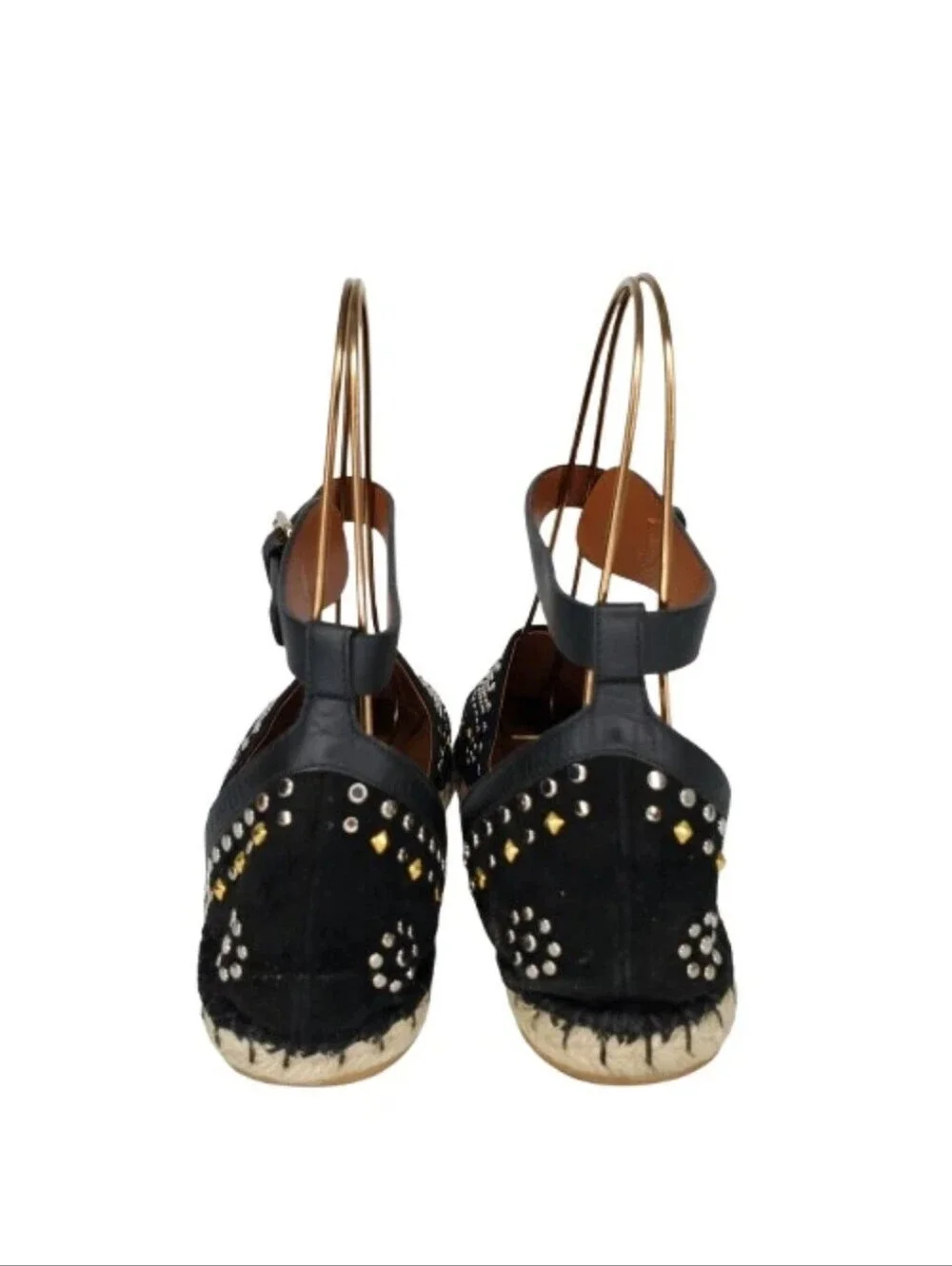 Valentino Garavani Black Suede Embellished Espadrille Flats